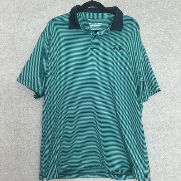 Under Armor Blue Striped Polo XL - Picture 1 of 4